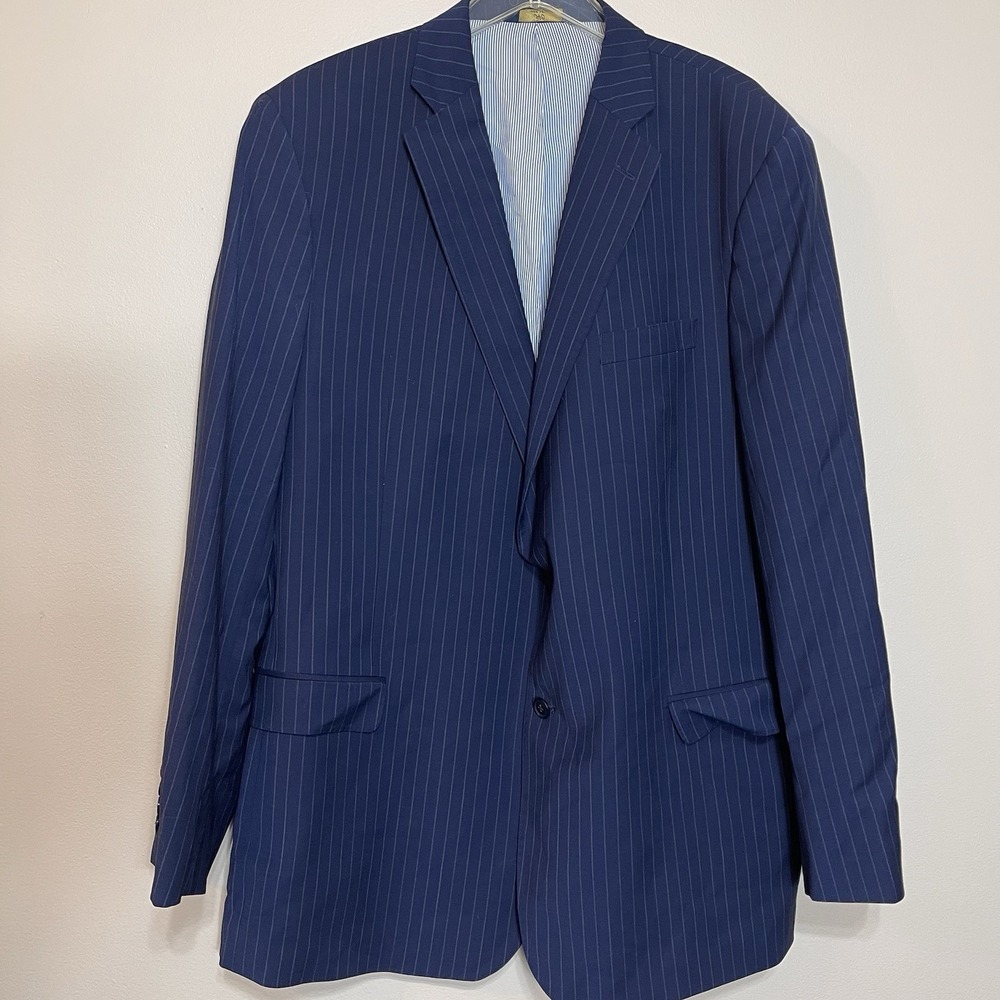 Brooks Brothers Blazer Men's 48 Long Navy Explorer Fitzgerald Fit Wool Striped